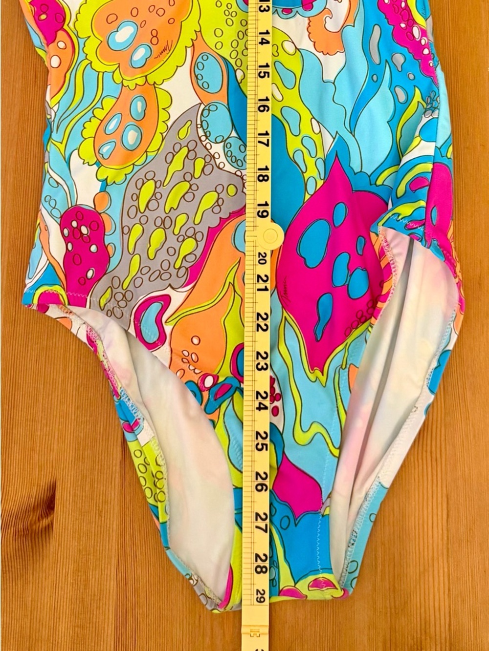 Trina Turk Colorful Abstract One Piece Swimsuit Gold Detail Asymmetric Size 8 - Picture 8 of 8